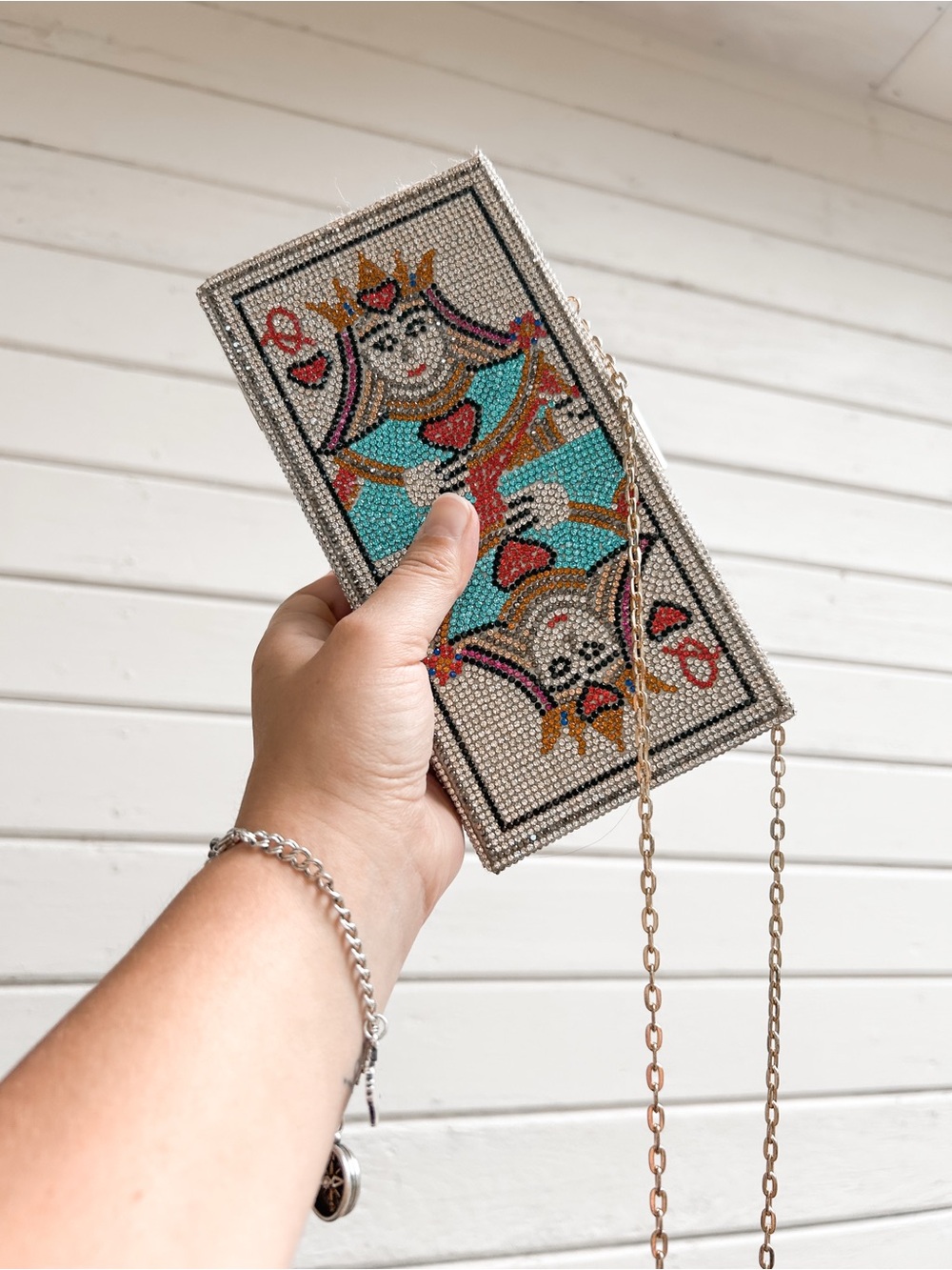 Beaded Queen of Hearts Evening Clutch - Multicolor